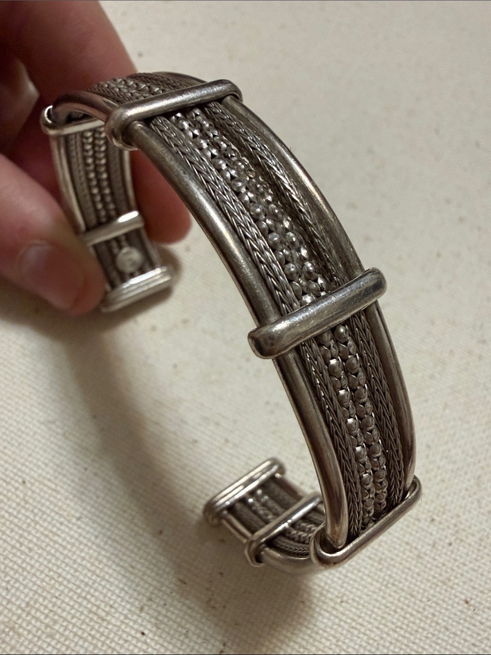 Stunning Sterling Silver 925 Italy Braided Cuff Bracelet